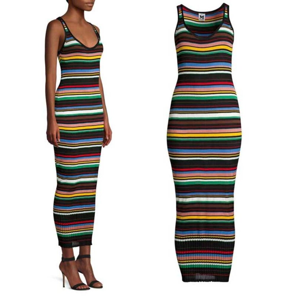 Missoni Womens Sleeveless Striped Knit Long Colorful Tube Dress 42 / 6 NWT